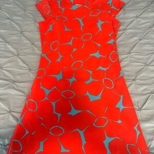 MAHI GOLD Orange and Blue Asymmetrical Sheath Dress